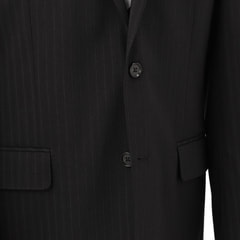 【特価】【WEB限定価格】洗える ストレッチ 2パンツスーツ 黒ストライプ LES MUES ブリティッシュスリム