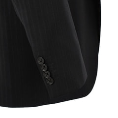 【特価】【WEB限定価格】洗える ストレッチ 2パンツスーツ 黒ストライプ LES MUES ブリティッシュスリム