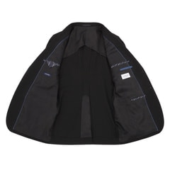 【特価】【WEB限定価格】洗える ストレッチ 2パンツスーツ 黒ストライプ LES MUES ブリティッシュスリム