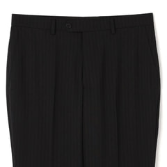 【特価】【WEB限定価格】洗える ストレッチ 2パンツスーツ 黒ストライプ LES MUES ブリティッシュスリム