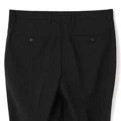 【特価】【WEB限定価格】洗える ストレッチ 2パンツスーツ 黒ストライプ LES MUES ブリティッシュスリム