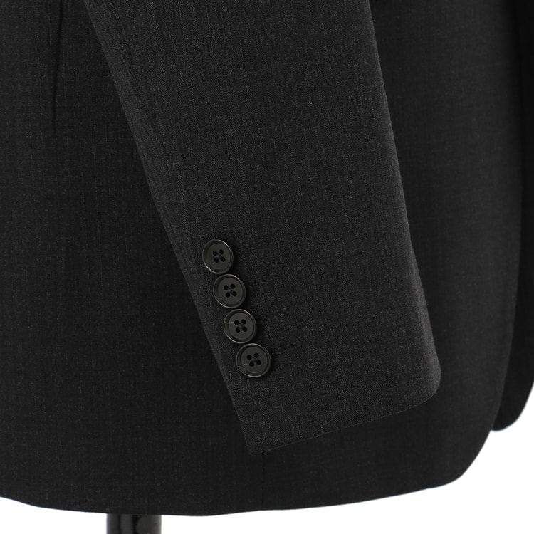 ◎LES MUES/レミュー シャドーストライプ柄 2釦 シングル スーツ グレー Y6 スーパーストレッチ 紺シャドーストライプ柄スーツ LES MUES スリム