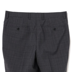 LES MUES ノーカラー パンツスーツ 洗える ストレッチ グレー リサイクル素材使用 洗える ストレッチスーツ グレーストライプ LES