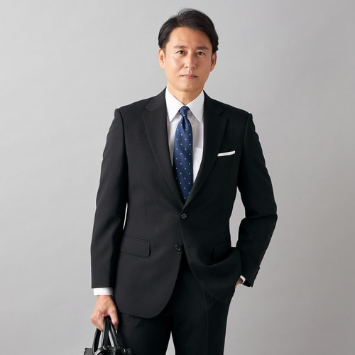 AOKI ストライプ ビジネススーツLLサイズ 新品未使用 リサイクル素材使用 ストレッチスーツ 紺ストライプ JOURNAL