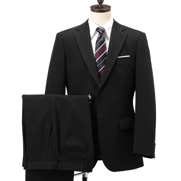 Stretch suit made of recycled Material Black Woven stripes JOURNAL WORKS Basic
