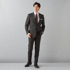 ストレッチ ミディアムグレー織柄無地スーツ MAJI スリム【AOKI