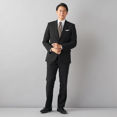 リサイクル素材使用 洗える 2パンツスーツ 黒ストライプ JOURNAL WORKS ベーシック
