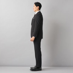 リサイクル素材使用 洗える 2パンツスーツ 黒ストライプ JOURNAL WORKS ベーシック