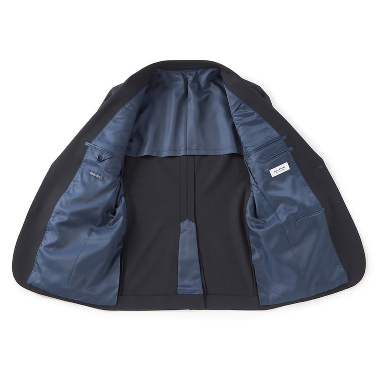 WEB限定商品】洗える ウールブレンドスーツ 紺マイクロチェック JOURNA