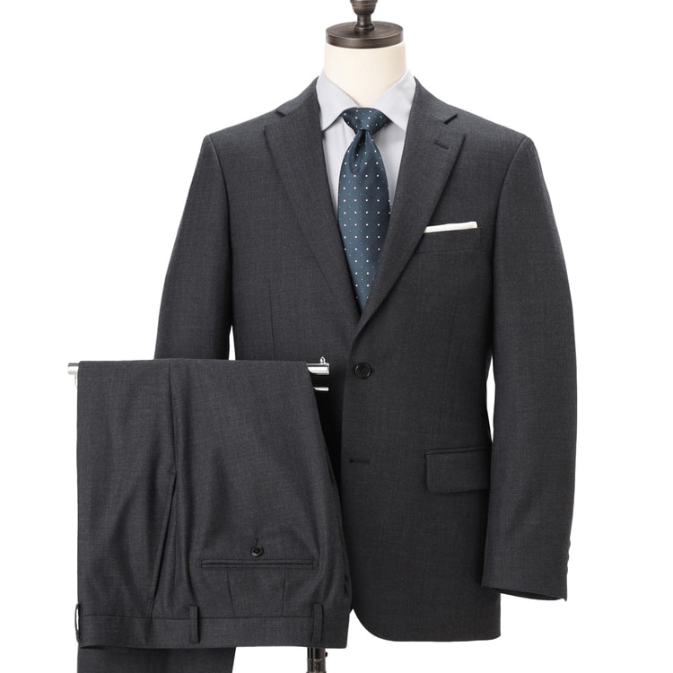 WEB限定商品】洗える ウールブレンドスーツ チャコールグレー