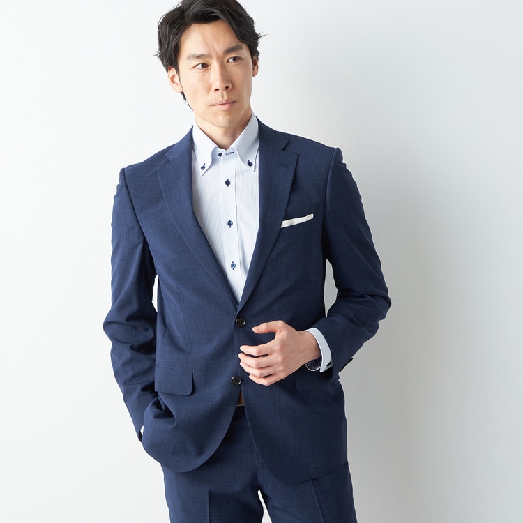 洗えるエアクールスーツ 2パンツ 紺チェック JOURNAL WORKS