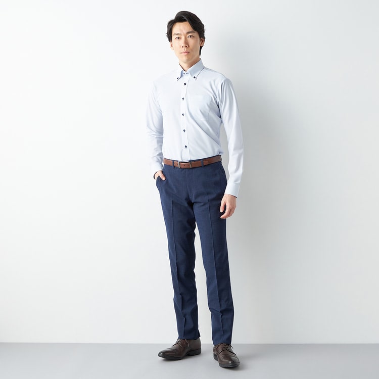 リサイクル素材使用 洗える ストレッチスーツ 黒織柄チェック