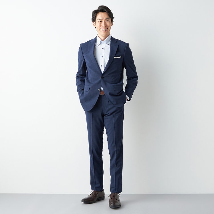 洗えるエアクールスーツ 2パンツ 紺チェック JOURNAL WORKS 洗えるエアクールスーツ 2パンツ 紺チェック JOURNAL WORKS