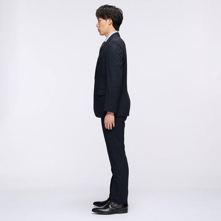 洗えるコンフォートスーツ 紺ウィンドウペン JOURNAL WORKS スリム