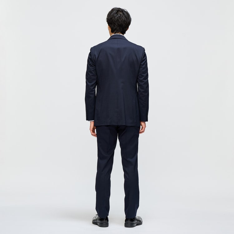 アオキ　LES MUES　スリーピース　大きなサイズ　3L　ネイビー　背抜　通年 はっ水 ストレッチ 防風 軽量暖かウエザーサポートコート LES