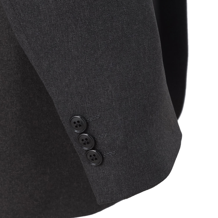 リサイクル素材使用 洗える 2パンツスーツ チャコールグレー無地