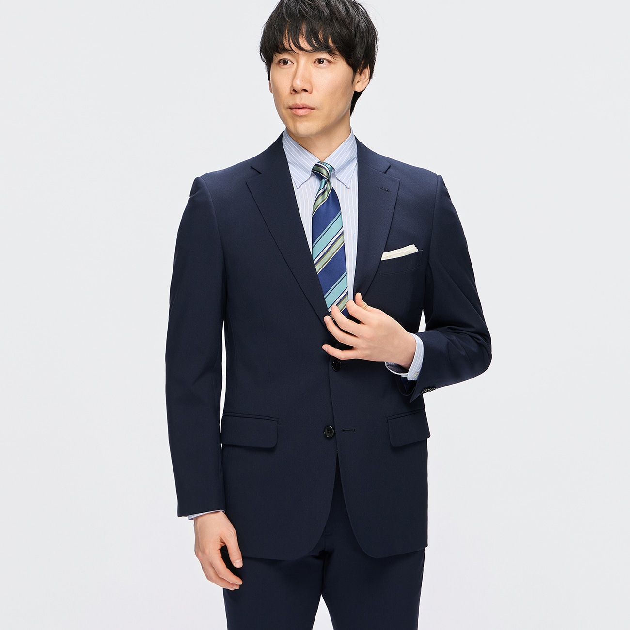 紺ストライプスーツ JOURNAL WORKS スリム