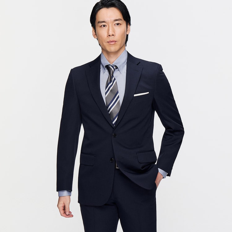 洗えるスーツ 紺シャドーストライプ JOURNAL WORKS スリム【AOKI公式通販】