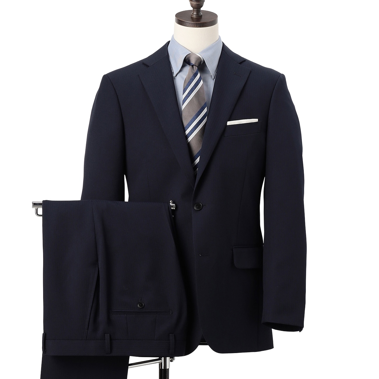 洗えるスーツ 紺シャドーストライプ JOURNAL WORKS スリム