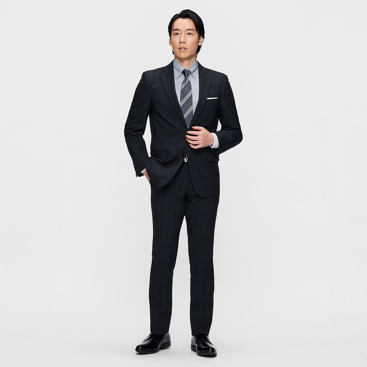 洗えるスーツ 紺シャドー格子柄 JOURNAL WORKS スリム【AOKI公式通販】