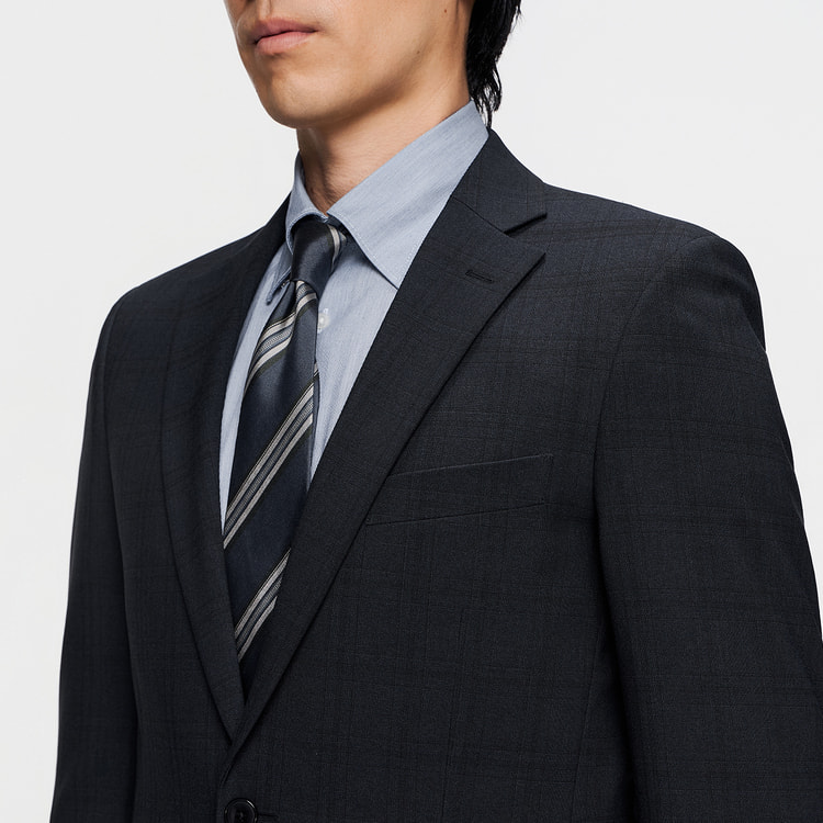 洗えるスーツ 紺シャドー格子柄 JOURNAL WORKS スリム【AOKI公式通販】