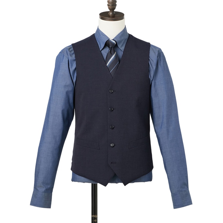 アオキ　レミュー　メンズ　スーツ　スリーピース　リバーシブルベスト　濃紺 リバーシブルベスト 紺×グレー LES MUES スリム 別売りスーツ
