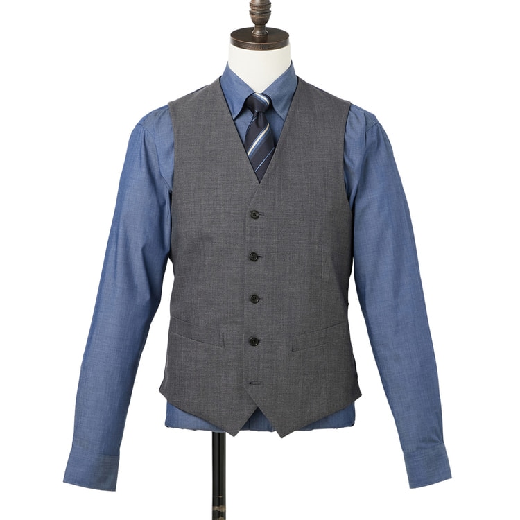 洗える リバーシブルベスト スリーピーススーツ 紺ピンヘッド LES MUES