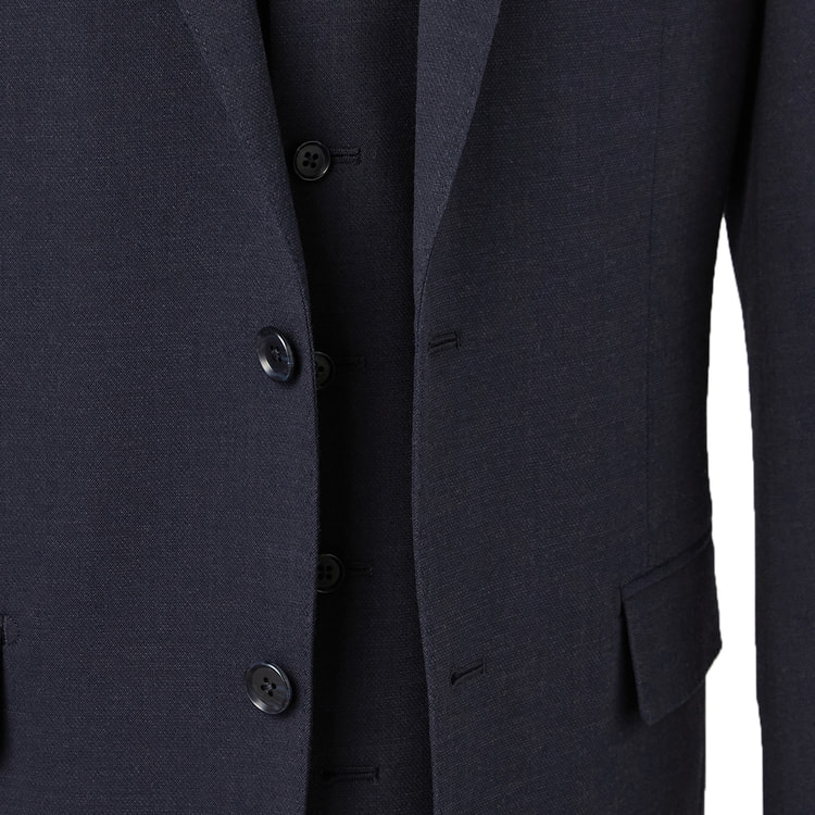 洗える リバーシブルベスト スリーピーススーツ 紺ピンヘッド