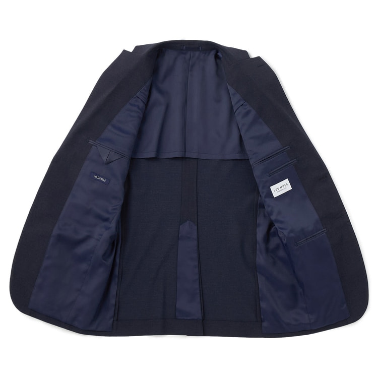 洗える リバーシブルベスト スリーピーススーツ 紺ピンヘッド LES MUES