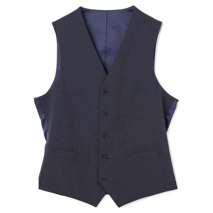 洗える リバーシブルベスト スリーピーススーツ 紺ピンヘッド