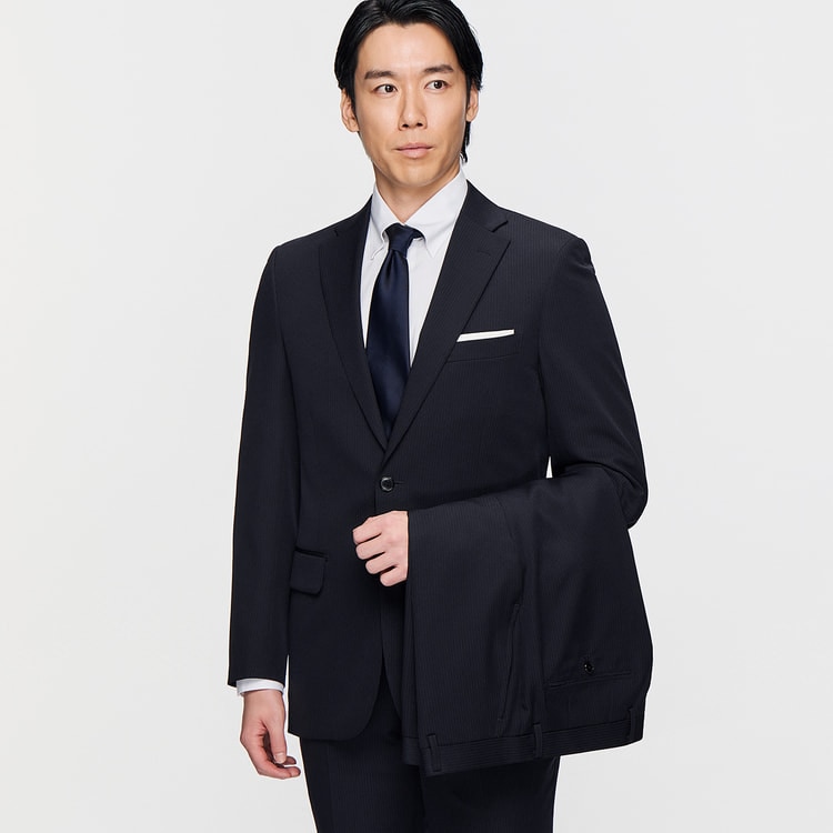 洗える 2パンツスーツ 紺ストライプ JOURNAL WORKS スリム【AOKI公式通販】