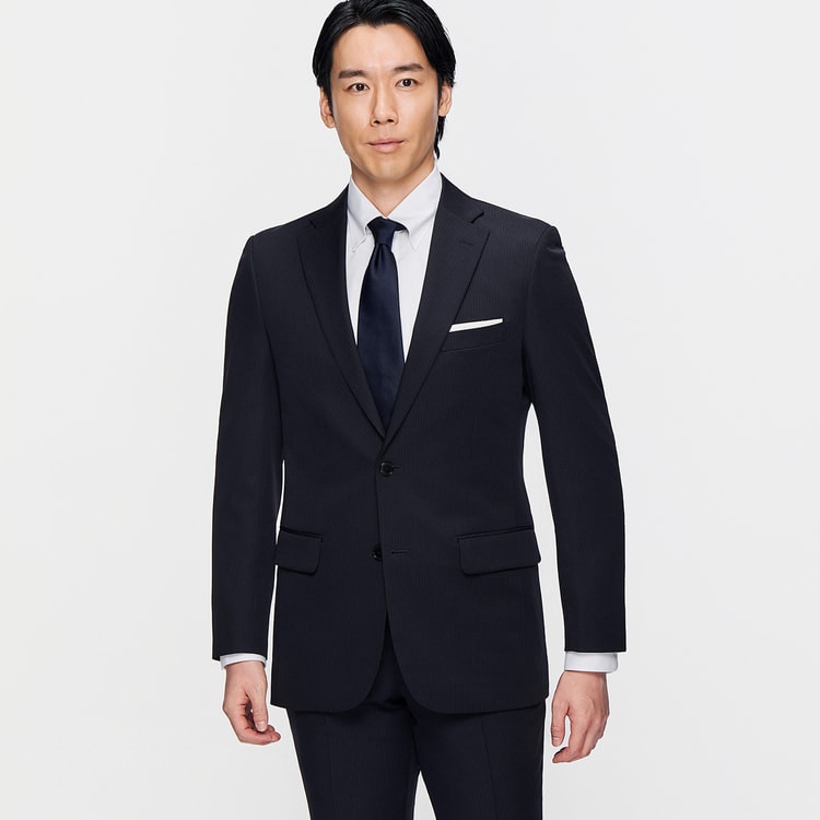 【新品未使用】INTIMAGE アオキ2釦 紺 ストライプ スーツ セットアップ 洗える 2パンツスーツ 紺ストライプ JOURNAL WORKS スリム【AOKI公式通販】