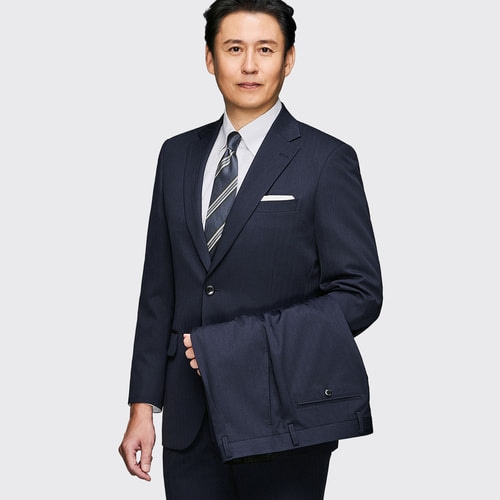 S780★新品 アオキ ツーパンツスーツBB4 W92濃紺 洗える 盛夏 涼しい AOYAMA 【洋服の青山】ツーパンツスーツ 2パンツ 盛夏 メンズ ネイビー