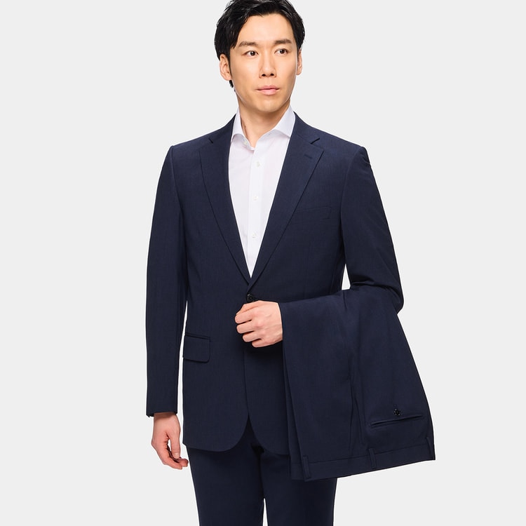 洗える エアクールスーツ 2パンツ 紺 無地調 JOURNAL WORKS スリ