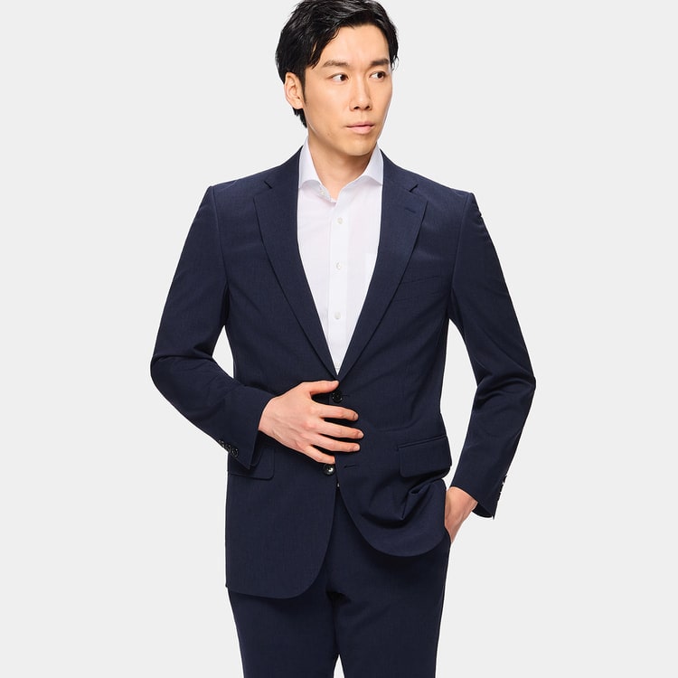 洗える エアクールスーツ 2パンツ 紺 無地調 JOURNAL WORKS スリ