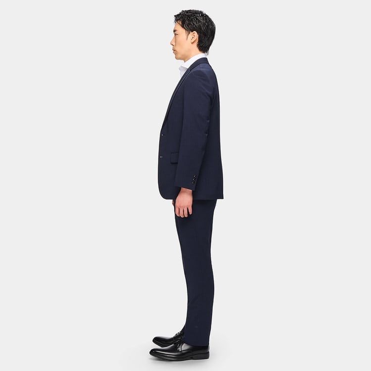 洗える エアクールスーツ 2パンツ 紺 無地調 JOURNAL WORKS スリ