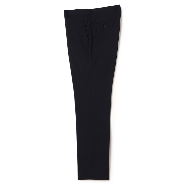 リサイクル素材使用 洗える ストレッチスーツ 紺ストライプ