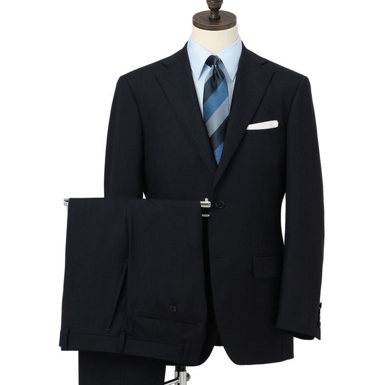 Web限定価格 シルクブレンド 紺無地 3つボタンスーツ スーツのaoki公式通販