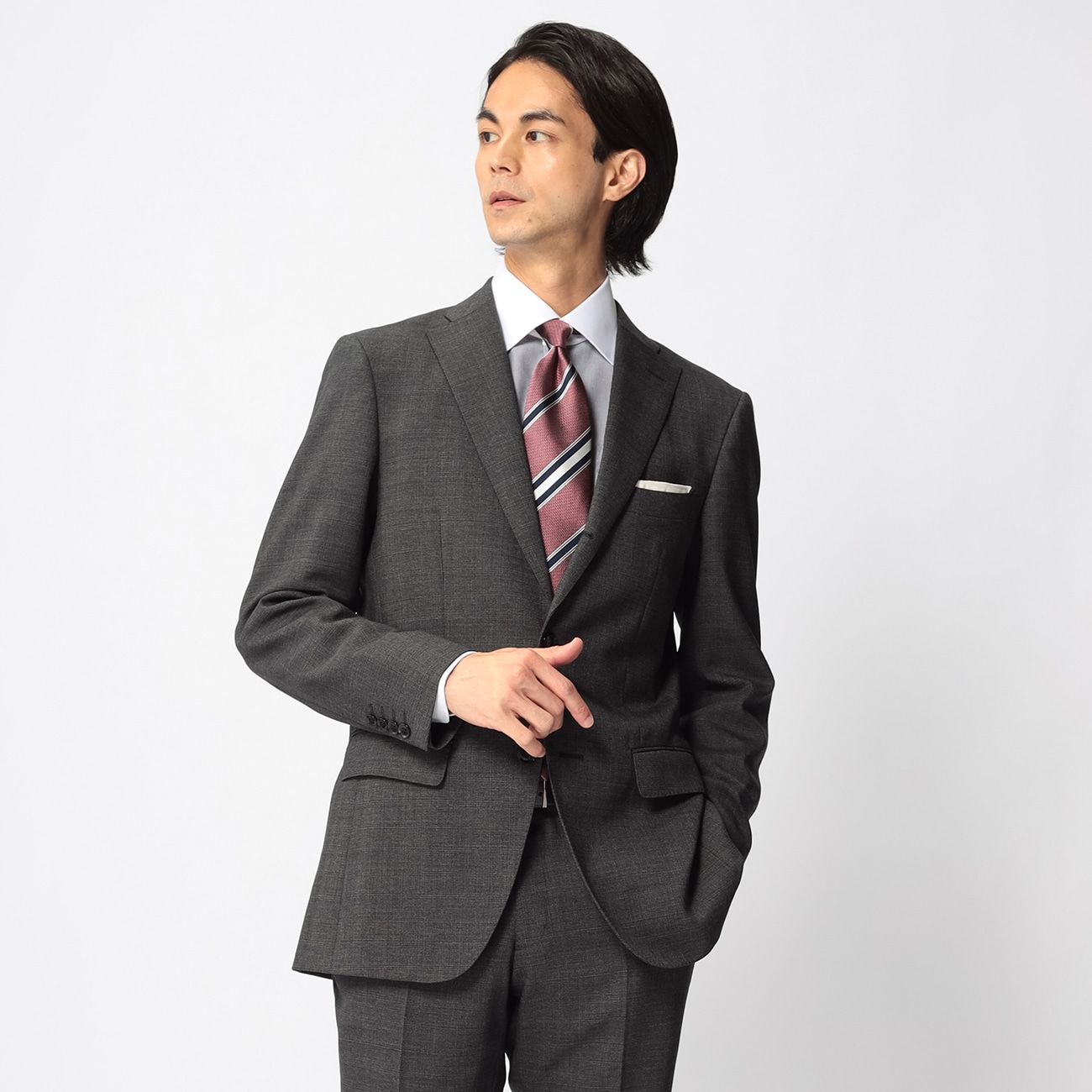 �A�X���`�b�N�E�[�� 3�{�^���X�[�c �~�f�B�A���O���[ �X���� JUNKO SHIMADA JS homme �u���[���[�x��