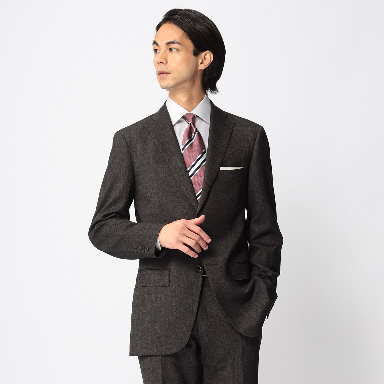 【WEB限定価格】アスレチックウール 3つボタンスーツ 茶 スリム JUNKO SHIMADA JS homme ブルーレーベル
