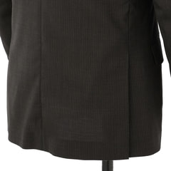 アスレチックウール 段返り3つボタンスーツ 茶織柄ストライプ スリム