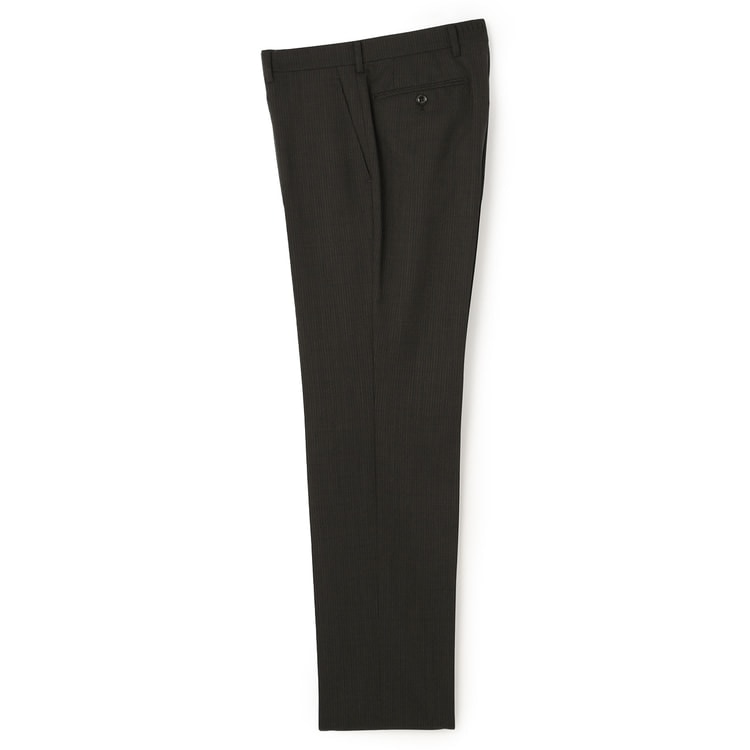 アスレチックウール 段返り3つボタンスーツ 茶織柄ストライプ スリム