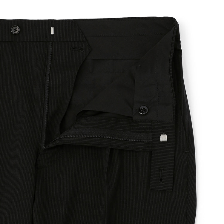 洗える ストレッチ 2パンツスーツ 黒ストライプ LES MUES