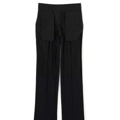 洗える ストレッチ 2パンツスーツ 紺ストライプ LES MUES