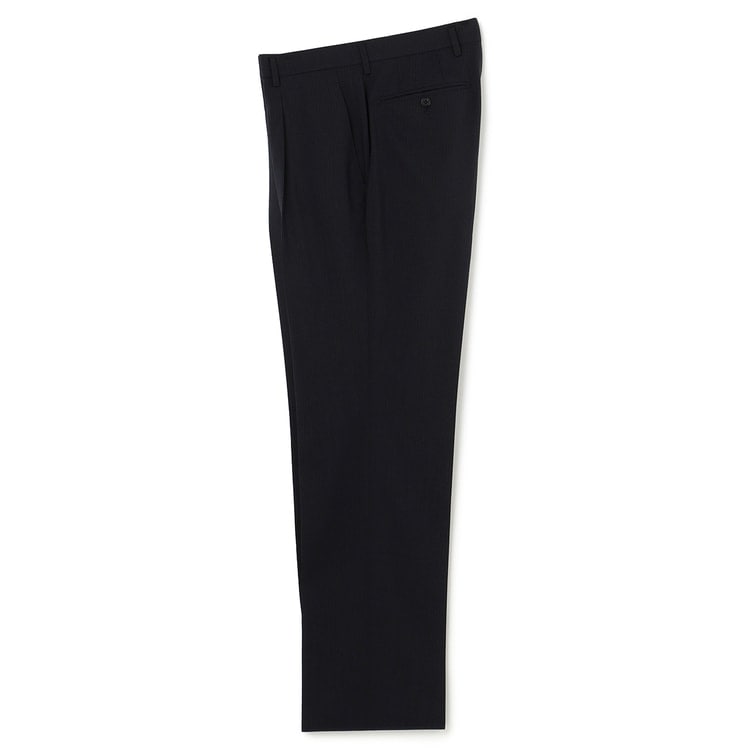 洗える ストレッチ 2パンツスーツ 紺ストライプ LES MUES
