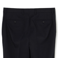 洗える ストレッチ 2パンツスーツ 紺ストライプ LES MUES
