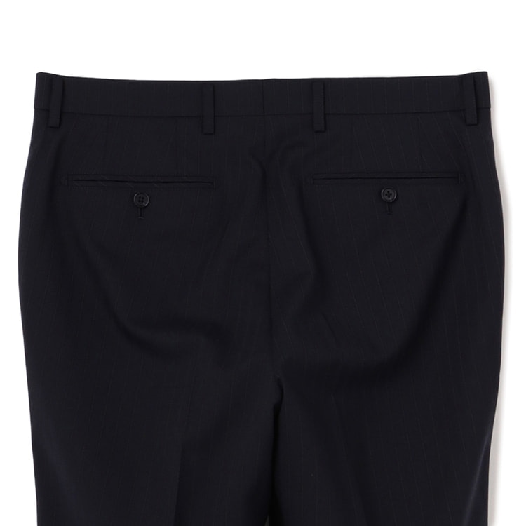 洗える ストレッチ 2パンツスーツ 紺ストライプ LES MUES