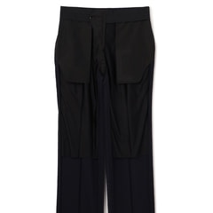 アウトレット】洗える ストレッチ 2パンツスーツ 紺ストライプ LES MUE