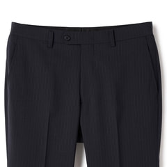 アウトレット】洗える ストレッチ 2パンツスーツ 紺ストライプ LES MUE