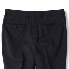 アウトレット】洗える ストレッチ 2パンツスーツ 紺ストライプ LES MUE